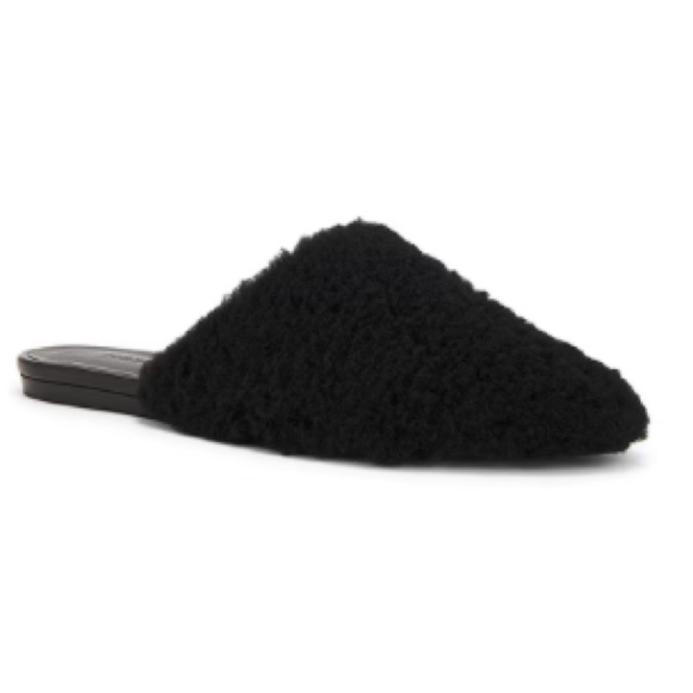 NWOB Jenni Kayne Black Shearling Mules - Sz  EU 36 = US 6